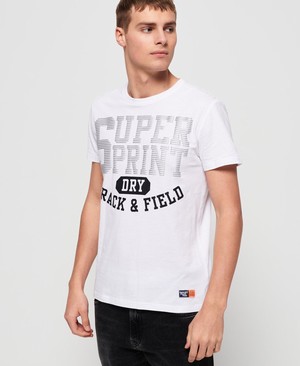 Superdry Track & Field Lite Metallic Férfi Pólók Fehér | NMPCE2974